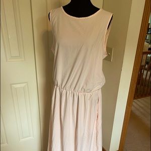 Maxi, sleeveless, pink cotton, slit front, summer dress size XL